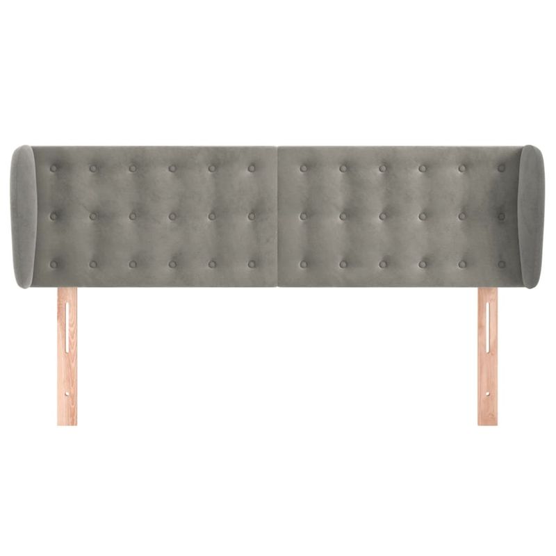 Casa si Gradina - Mobilier - Paturi si accesorii - Accesorii paturi - Tablie de pat cu aripioare gri deschis 147x23x78/88 cm catifea - Infinity.ro