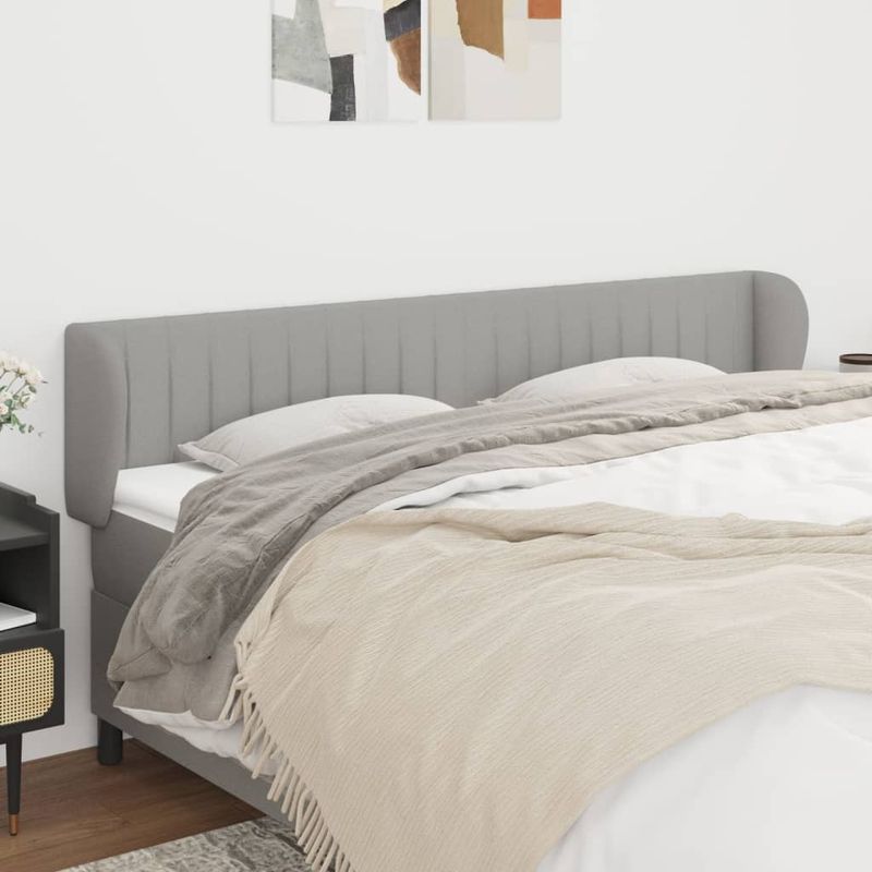 Casa si Gradina - Mobilier - Paturi si accesorii - Accesorii paturi - Tablie de pat cu aripioare gri deschis 183x23x78/88 cm textil - Infinity.ro