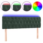 Casa si Gradina - Mobilier - Paturi si accesorii - Accesorii paturi - Tablie de pat cu LED, verde inchis, 160x7x78/88 cm, catifea - Infinity.ro