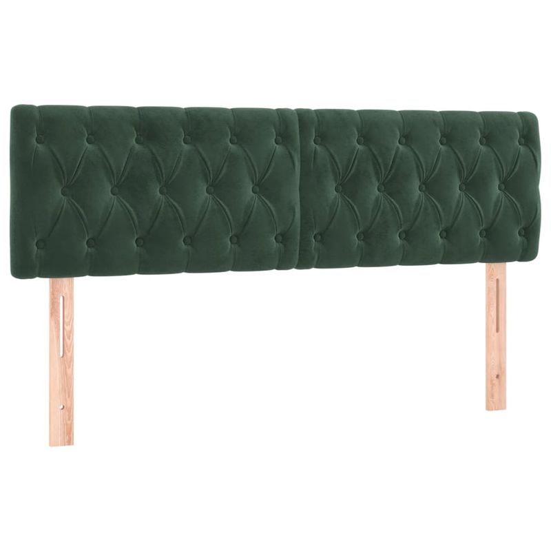 Casa si Gradina - Mobilier - Paturi si accesorii - Accesorii paturi - Tablie de pat cu LED, verde inchis, 160x7x78/88 cm, catifea - Infinity.ro