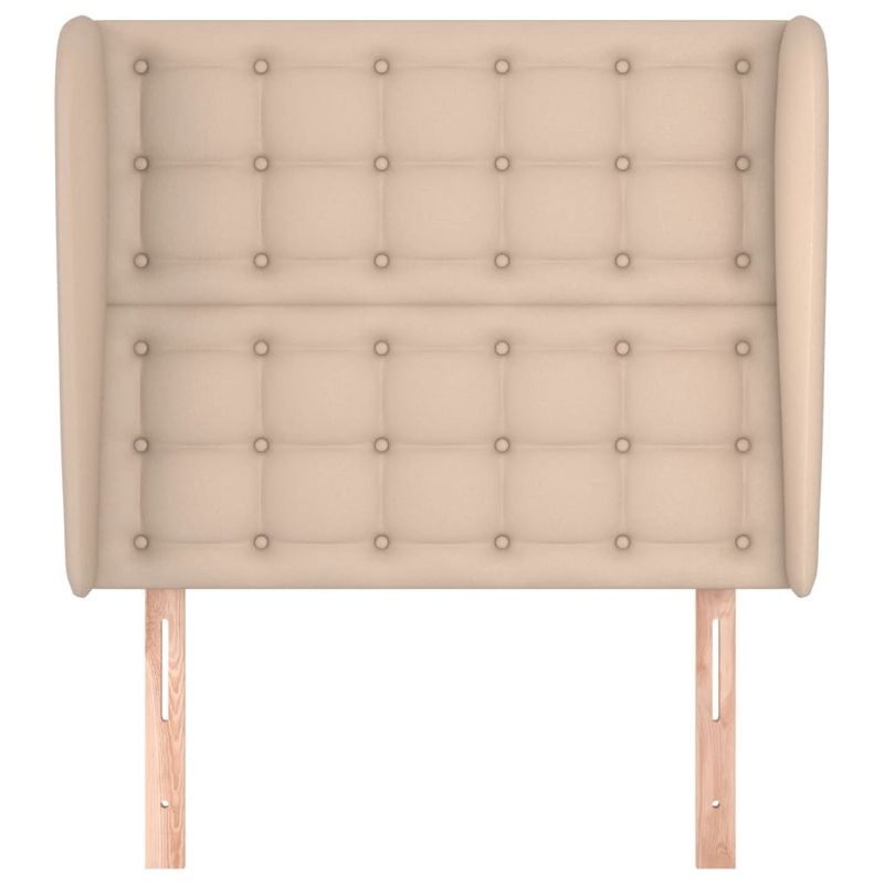 Casa si Gradina - Mobilier - Paturi si accesorii - Accesorii paturi - Tablie pat cu aripioare cappuccino 93x23x118/128 cm piele eco - Infinity.ro