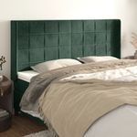 Casa si Gradina - Mobilier - Paturi si accesorii - Accesorii paturi - Tablie pat cu aripioare verde inchis 203x16x118/128 cm catifea - Infinity.ro
