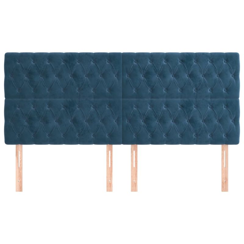 Casa si Gradina - Mobilier - Paturi si accesorii - Accesorii paturi - Tablii de pat, 4 buc, albastru inchis, 100x7x78/88 cm, catifea - Infinity.ro