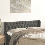 Casa si Gradina - Mobilier - Paturi si accesorii - Accesorii paturi - Tablie de pat cu aripioare gri inchis 163x16x78/88 cm catifea - Infinity.ro