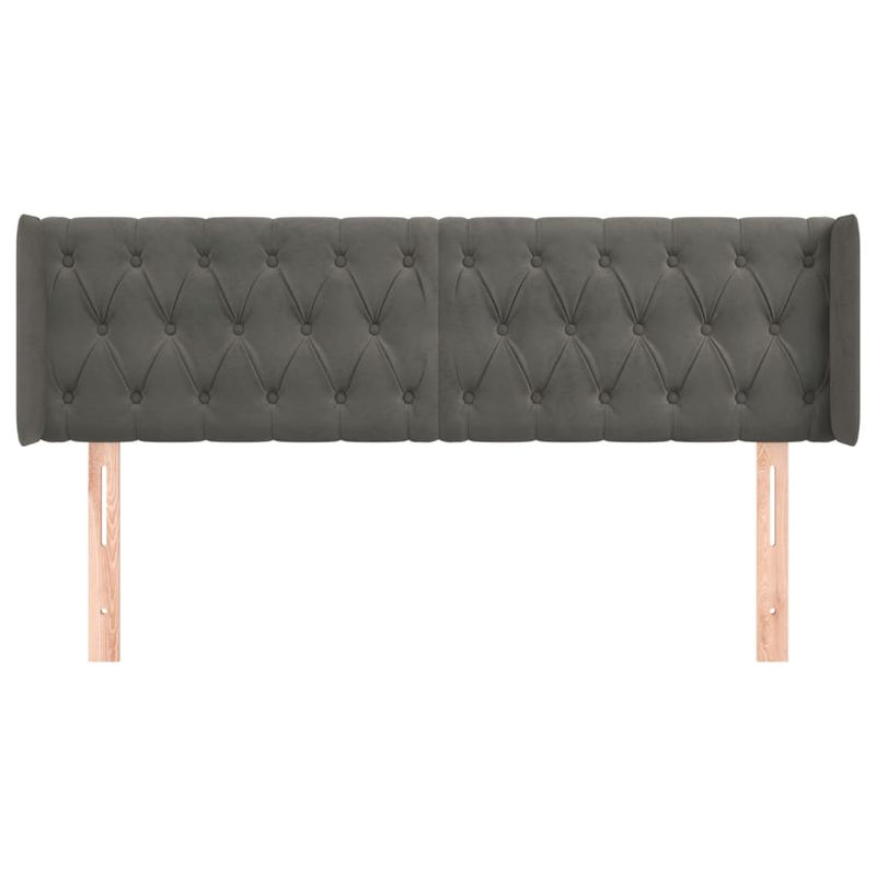 Casa si Gradina - Mobilier - Paturi si accesorii - Accesorii paturi - Tablie de pat cu aripioare gri inchis 163x16x78/88 cm catifea - Infinity.ro