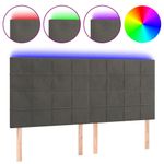 Casa si Gradina - Mobilier - Paturi si accesorii - Accesorii paturi - Tablie de pat cu LED, gri inchis, 160x5x118/128 cm, catifea - Infinity.ro