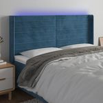 Casa si Gradina - Mobilier - Paturi si accesorii - Accesorii paturi - Tablie de pat cu LED, albastru inchis, 163x16x118/128cm catifea - Infinity.ro