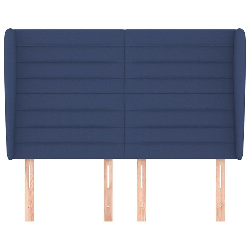 Casa si Gradina - Mobilier - Paturi si accesorii - Accesorii paturi - Tablie de pat cu aripioare, albastru, 147x23x118/128 cm, textil - Infinity.ro