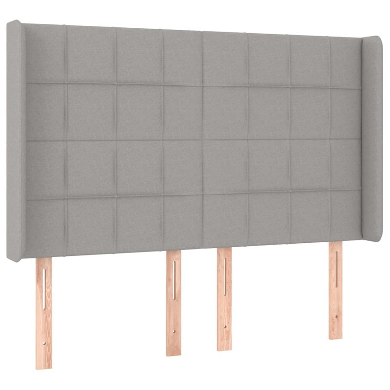 Casa si Gradina - Mobilier - Paturi si accesorii - Accesorii paturi - Tablie de pat cu aripioare gri deschis 147x16x118/128 cm textil - Infinity.ro