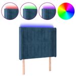 Casa si Gradina - Mobilier - Paturi si accesorii - Accesorii paturi - Tablie de pat cu LED, albastru inchis, 83x16x118/128cm, catifea - Infinity.ro