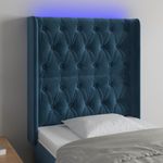 Casa si Gradina - Mobilier - Paturi si accesorii - Accesorii paturi - Tablie de pat cu LED, albastru inchis, 83x16x118/128cm, catifea - Infinity.ro
