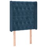 Casa si Gradina - Mobilier - Paturi si accesorii - Accesorii paturi - Tablie de pat cu LED, albastru inchis, 83x16x118/128cm, catifea - Infinity.ro