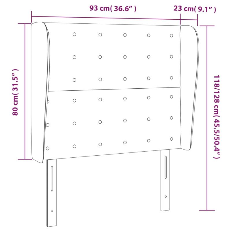 Casa si Gradina - Mobilier - Paturi si accesorii - Accesorii paturi - Tablie de pat cu aripioare gri taupe 93x23x118/128 cm textil - Infinity.ro