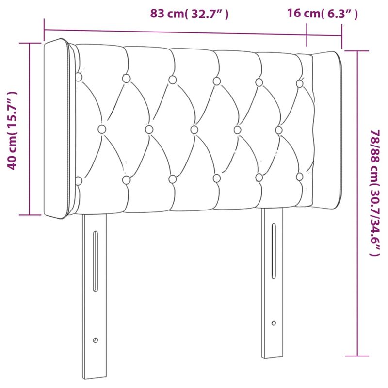 Casa si Gradina - Mobilier - Paturi si accesorii - Accesorii paturi - Tablie pat cu aripioare albastru inchis 83x16x78/88 cm catifea - Infinity.ro