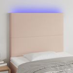 Casa si Gradina - Mobilier - Paturi si accesorii - Accesorii paturi - Tablie de pat cu LED cappuccino 90x5x118/128cm, piele ecologica - Infinity.ro
