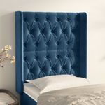 Casa si Gradina - Mobilier - Paturi si accesorii - Accesorii paturi - Tablie pat cu aripioare albastru inchis 83x16x118/128cm catifea - Infinity.ro