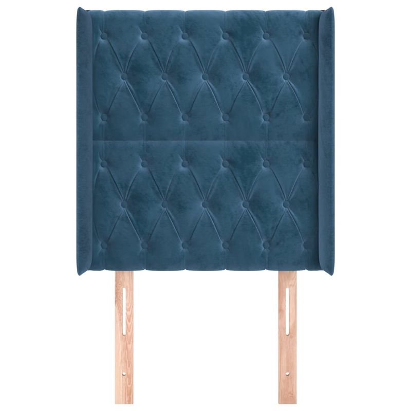 Casa si Gradina - Mobilier - Paturi si accesorii - Accesorii paturi - Tablie pat cu aripioare albastru inchis 83x16x118/128cm catifea - Infinity.ro