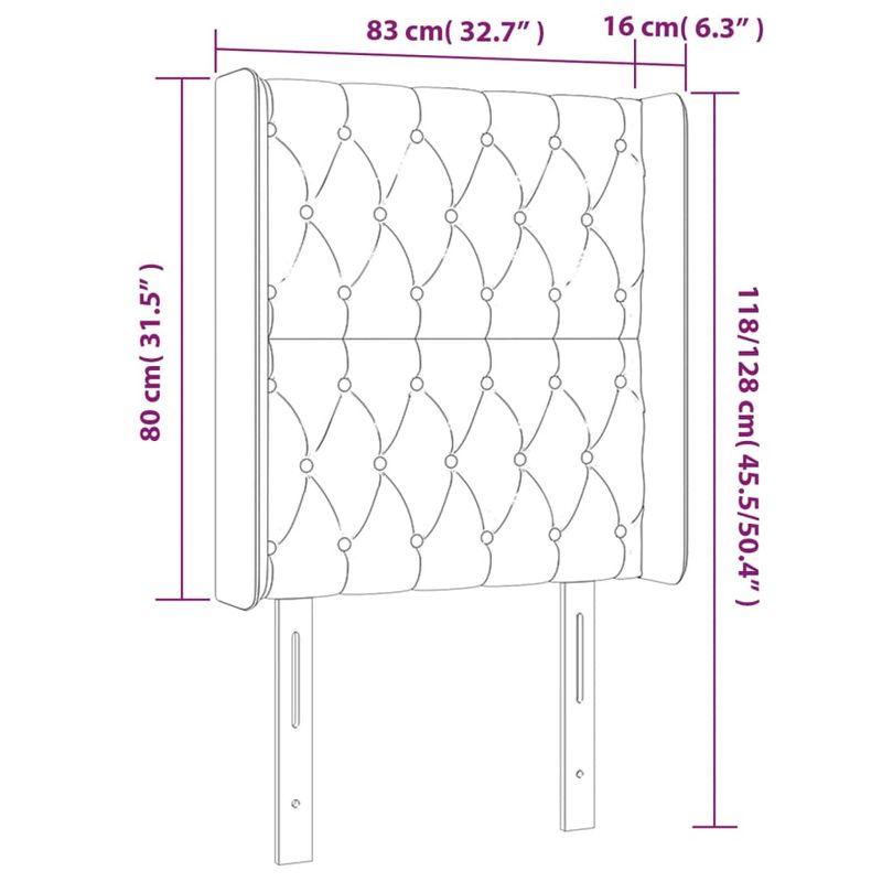 Casa si Gradina - Mobilier - Paturi si accesorii - Accesorii paturi - Tablie pat cu aripioare albastru inchis 83x16x118/128cm catifea - Infinity.ro