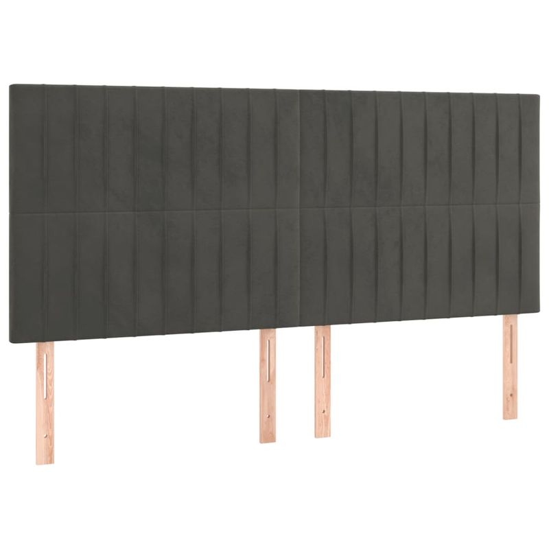 Casa si Gradina - Mobilier - Paturi si accesorii - Accesorii paturi - Tablie de pat cu LED, gri inchis, 160x5x118/128 cm, catifea - Infinity.ro