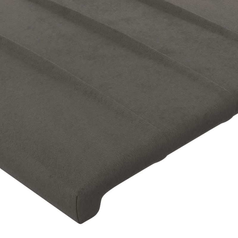 Casa si Gradina - Mobilier - Paturi si accesorii - Accesorii paturi - Tablie de pat cu LED, gri inchis, 160x5x118/128 cm, catifea - Infinity.ro