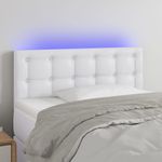 Casa si Gradina - Mobilier - Paturi si accesorii - Accesorii paturi - Tablie de pat cu LED, alb, 90x5x78/88 cm, piele ecologica - Infinity.ro