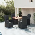 Casa si Gradina - Gradina si terasa - Mobilier exterior - Seturi mobila gradina - Set masa pentru gradina, 5 piese, negru, poliratan/lemn acacia, mărime 90x90x75 cm - Infinity.ro