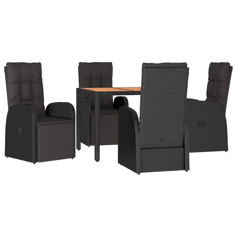 Casa si Gradina - Gradina si terasa - Mobilier exterior - Seturi mobila gradina - Set masa pentru gradina, 5 piese, negru, poliratan/lemn acacia, mărime 90x90x75 cm - Infinity.ro