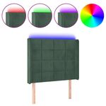 Casa si Gradina - Mobilier - Paturi si accesorii - Accesorii paturi - Tablie de pat cu LED, verde inchis, 93x16x118/128cm, catifea - Infinity.ro