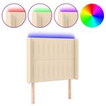 Casa si Gradina - Mobilier - Paturi si accesorii - Accesorii paturi - Tablie de pat cu LED, crem, 93x16x118/128 cm, textil - Infinity.ro
