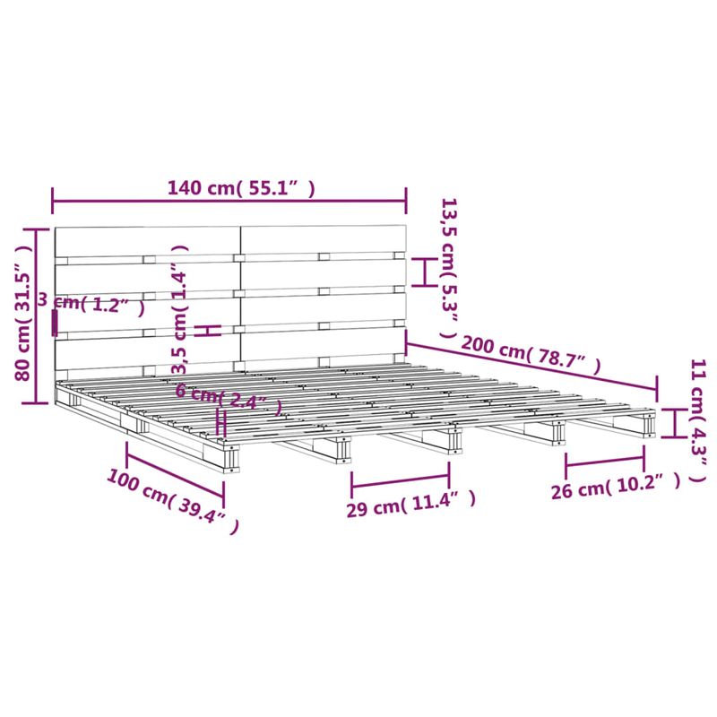 Casa si Gradina - Mobilier - Paturi si accesorii - Paturi - Cadru de pat, 140x200 cm, lemn masiv de pin - Infinity.ro