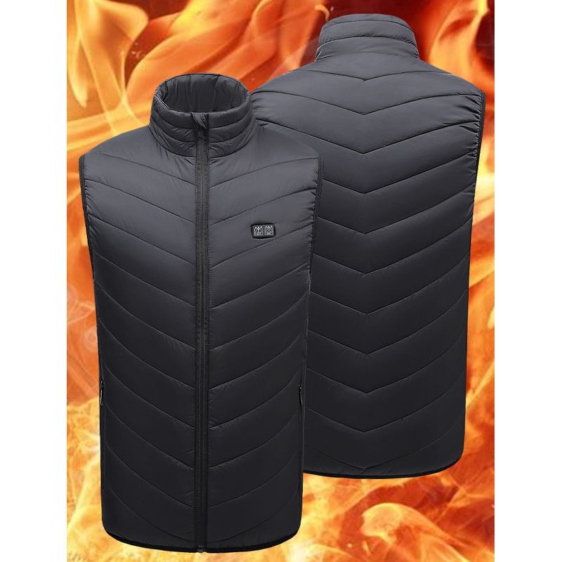 Sport si Outdoor - Echipament Sportiv - Imbracaminte sport - Veste sport - Vesta incalzita fata si spate SELECTIV, cipsir, cu fir usb, incalzeste 11 zone ale corpului, culuare neagra, marime L - Infinity.ro