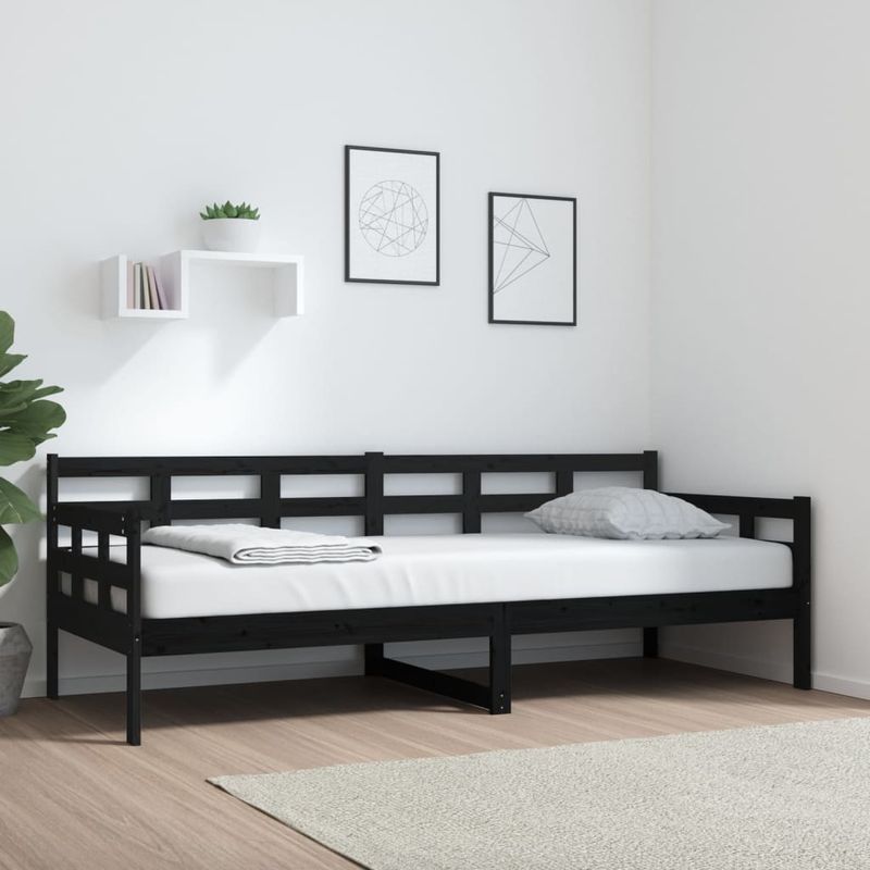 Casa si Gradina - Mobilier - Paturi si accesorii - Paturi - Pat de zi, negru, 80x200 cm, lemn masiv de pin - Infinity.ro