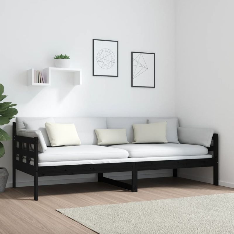 Casa si Gradina - Mobilier - Paturi si accesorii - Paturi - Pat de zi, negru, 80x200 cm, lemn masiv de pin - Infinity.ro