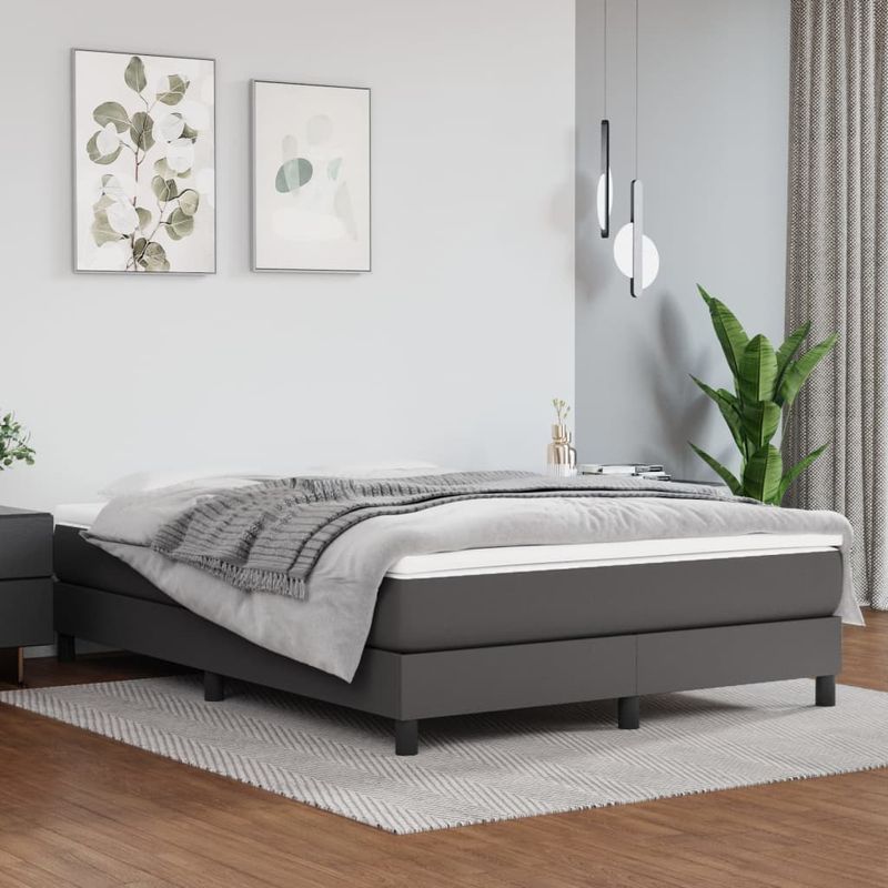 Casa si Gradina - Mobilier - Paturi si accesorii - Paturi - Cadru de pat box spring, gri, 140x200 cm, piele ecologica - Infinity.ro