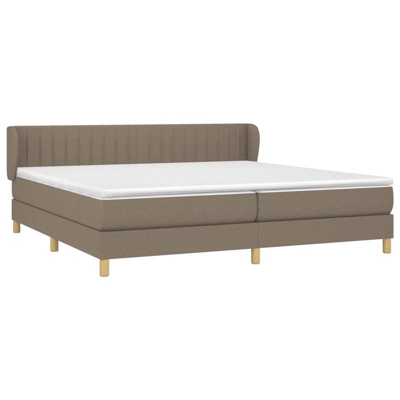 Casa si Gradina - Mobilier - Paturi si accesorii - Paturi - Pat box spring cu saltea, gri taupe, 200x200 cm, textil - Infinity.ro