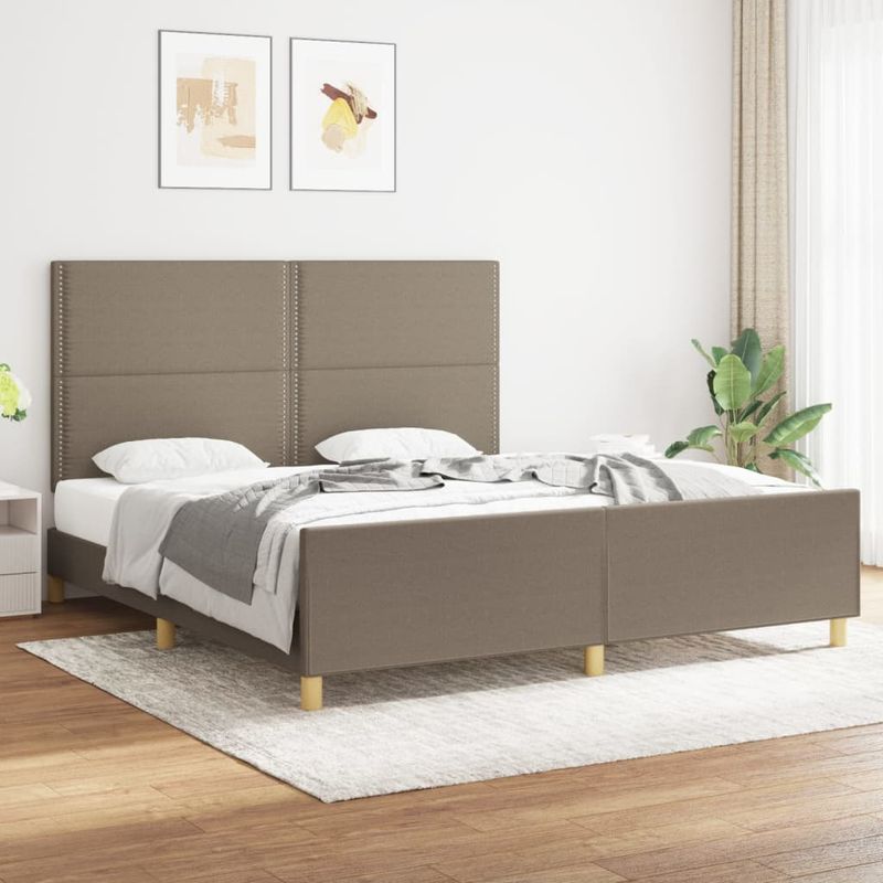 Casa si Gradina - Mobilier - Paturi si accesorii - Paturi - Cadru de pat cu tablie, gri taupe, 180x200 cm, textil - Infinity.ro