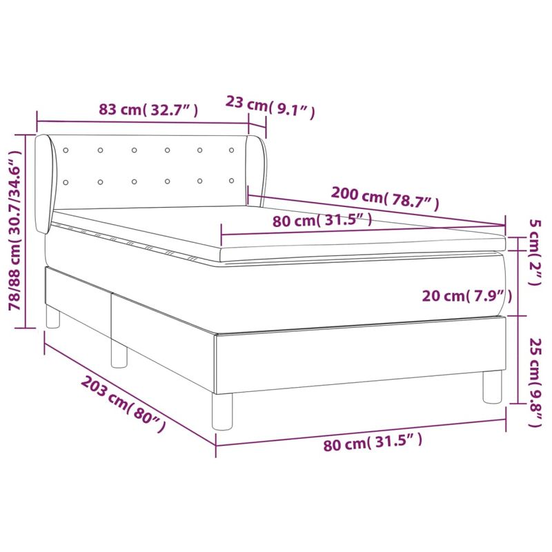 Casa si Gradina - Mobilier - Paturi si accesorii - Paturi - Pat box spring cu saltea, verde inchis, 80x200 cm, catifea - Infinity.ro