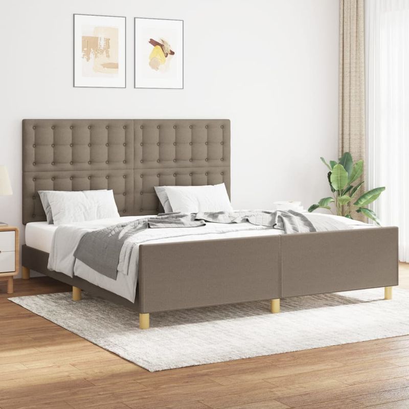 Casa si Gradina - Mobilier - Paturi si accesorii - Paturi - Cadru de pat cu tablie, gri taupe, 160x200 cm, textil - Infinity.ro