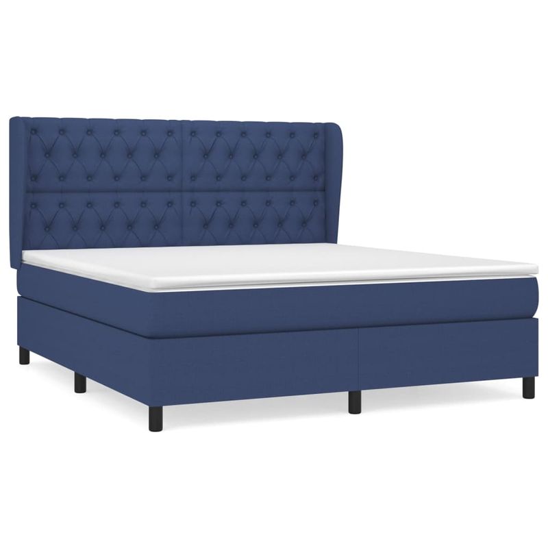 Casa si Gradina - Mobilier - Paturi si accesorii - Paturi - Pat continental cu saltea, albastru, 160x200cm, material textil - Infinity.ro