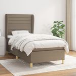 Casa si Gradina - Mobilier - Paturi si accesorii - Paturi - Pat box spring cu saltea, gri taupe, 90x200 cm, textil - Infinity.ro