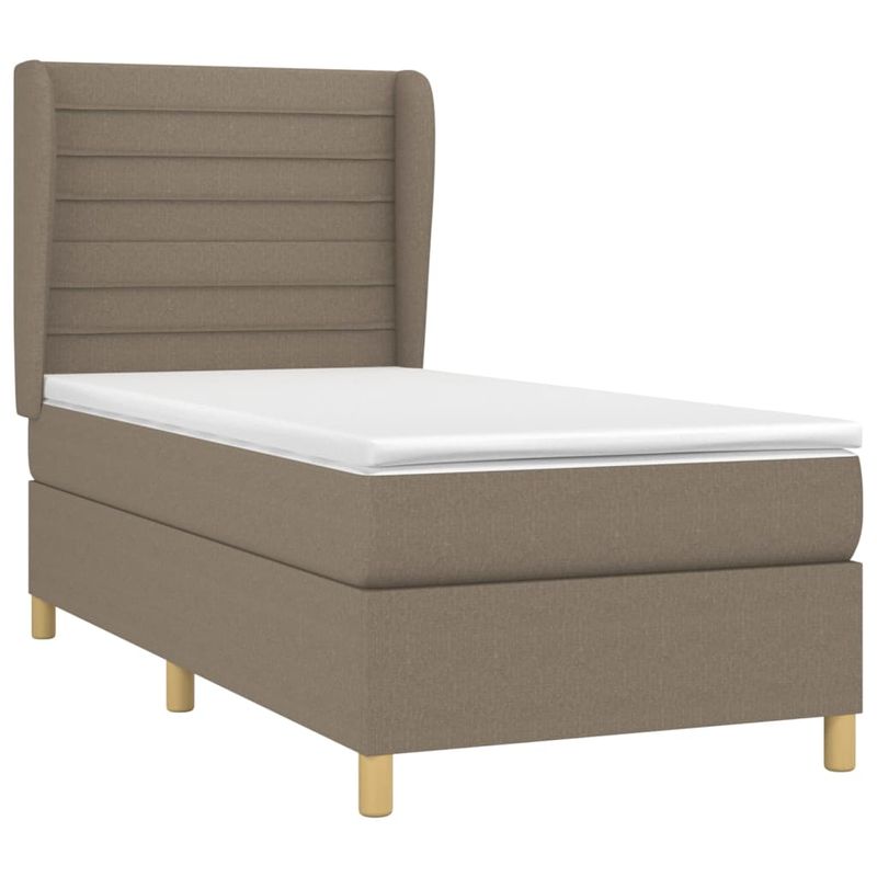 Casa si Gradina - Mobilier - Paturi si accesorii - Paturi - Pat box spring cu saltea, gri taupe, 90x200 cm, textil - Infinity.ro