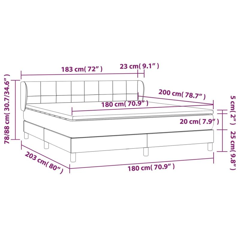 Casa si Gradina - Mobilier - Paturi si accesorii - Paturi - Pat box spring cu saltea, gri inchis, 180x200 cm, textil - Infinity.ro
