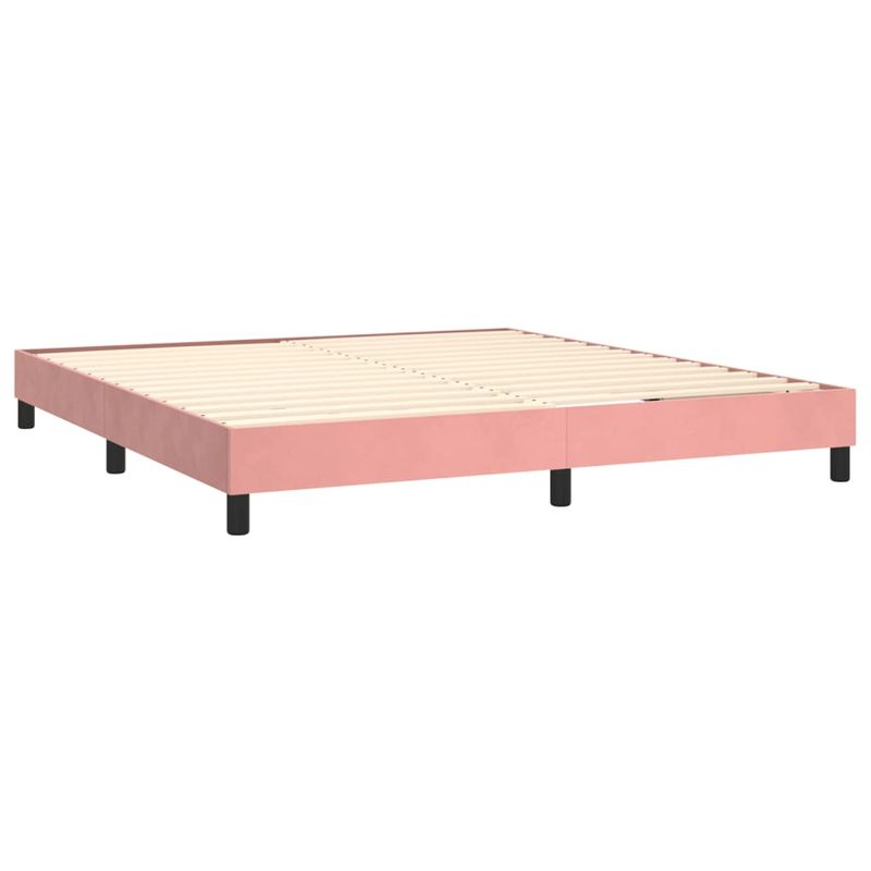 Casa si Gradina - Mobilier - Paturi si accesorii - Paturi - Pat box spring cu saltea, roz, 160x200 cm, catifea - Infinity.ro