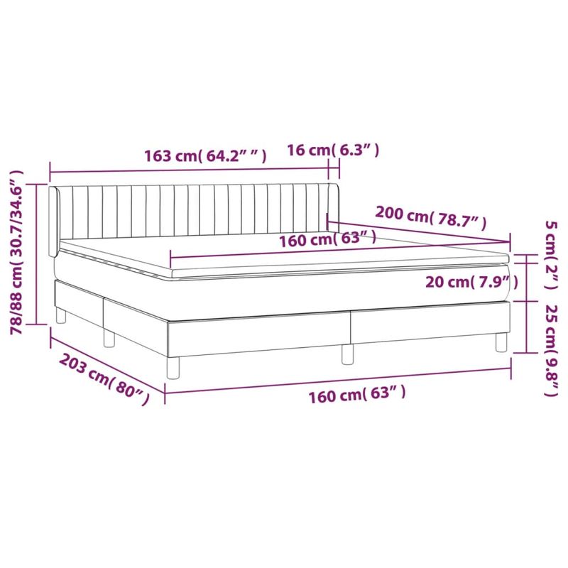 Casa si Gradina - Mobilier - Paturi si accesorii - Paturi - Pat box spring cu saltea, roz, 160x200 cm, catifea - Infinity.ro