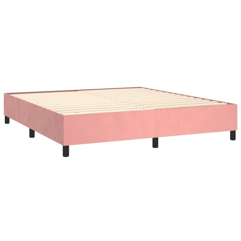 Casa si Gradina - Mobilier - Paturi si accesorii - Paturi - Pat box spring cu saltea, roz, 160x200 cm, catifea - Infinity.ro