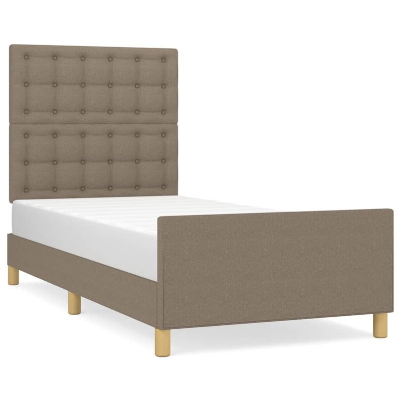 Casa si Gradina - Mobilier - Paturi si accesorii - Paturi - Cadru de pat cu tablie, gri taupe, 90x190 cm, textil - Infinity.ro