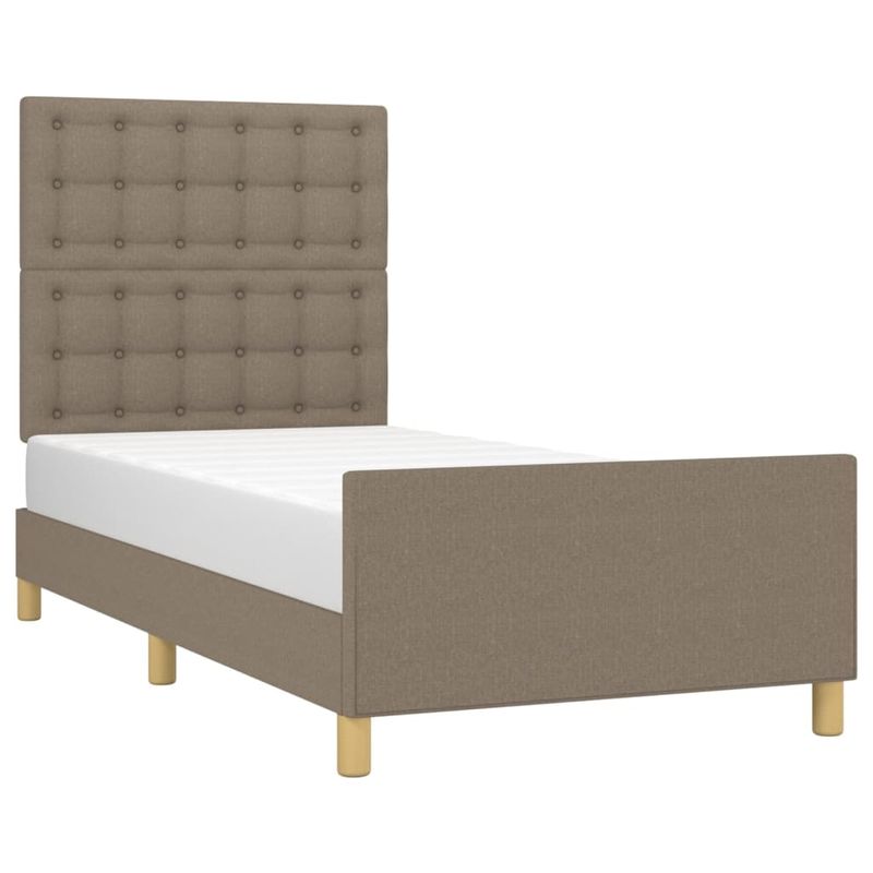Casa si Gradina - Mobilier - Paturi si accesorii - Paturi - Cadru de pat cu tablie, gri taupe, 90x190 cm, textil - Infinity.ro
