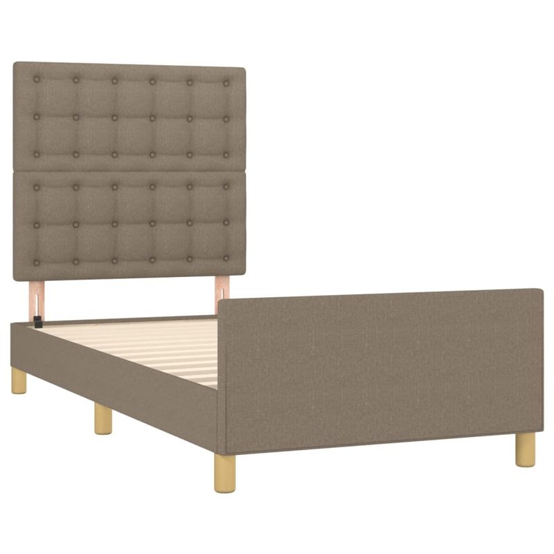 Casa si Gradina - Mobilier - Paturi si accesorii - Paturi - Cadru de pat cu tablie, gri taupe, 90x190 cm, textil - Infinity.ro