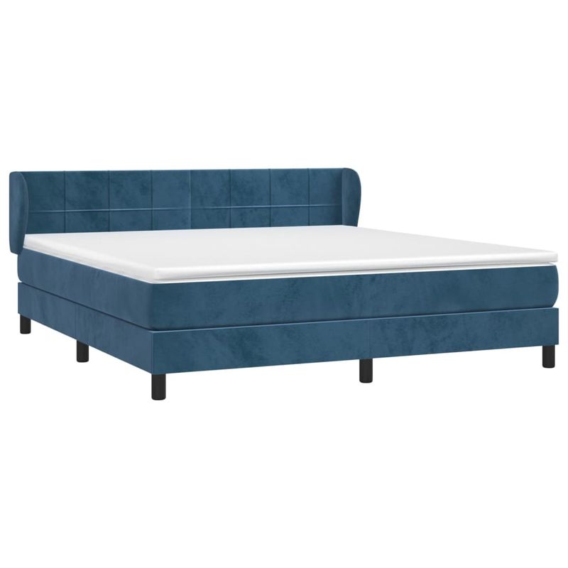 Casa si Gradina - Mobilier - Paturi si accesorii - Paturi - Pat box spring cu saltea, albastru inchis, 160x200 cm, catifea - Infinity.ro