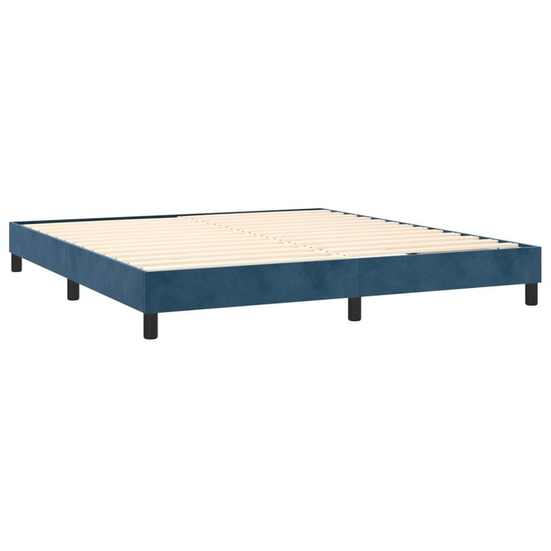 Casa si Gradina - Mobilier - Paturi si accesorii - Paturi - Pat box spring cu saltea, albastru inchis, 160x200 cm, catifea - Infinity.ro